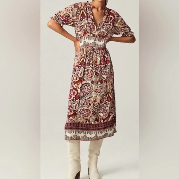 ba&sh Zael Paisley Midi Dress Size Large/US8 - Picture 1 of 8